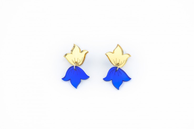 PENDIENTES TULIPA AZUL