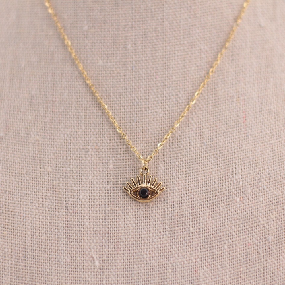 Collar de acero ojo black gold