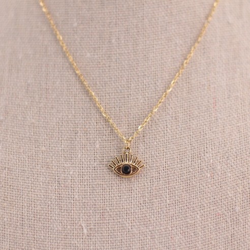 Collar de acero ojo black gold