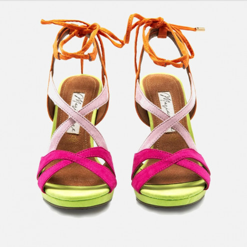 SANDALIAS DE TACON ACALA MULTICOLOR...