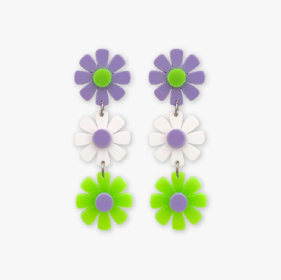 PENDIENTES NEON FLOWERS VERDE