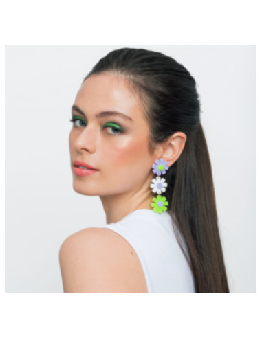 PENDIENTES NEON FLOWERS VERDE