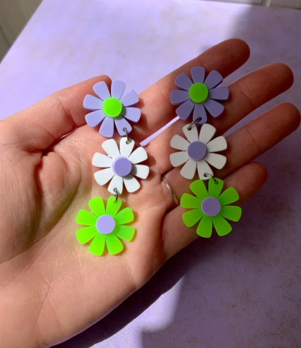 PENDIENTES NEON FLOWERS VERDE