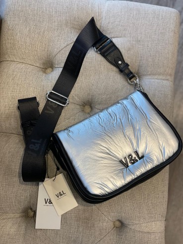 Bolso bandolera ZOE plata y negro...