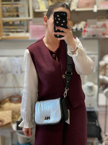 Bolso bandolera ZOE plata y negro...