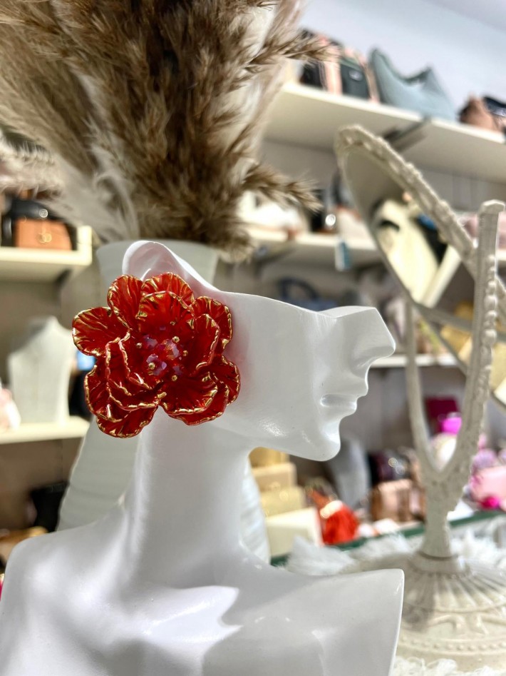 Pendientes flor rojo P1008