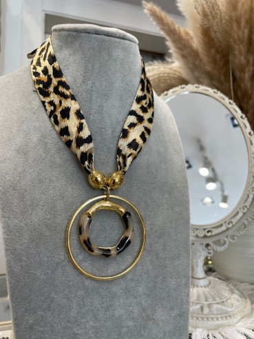 Collar tela leopardo ACERO
