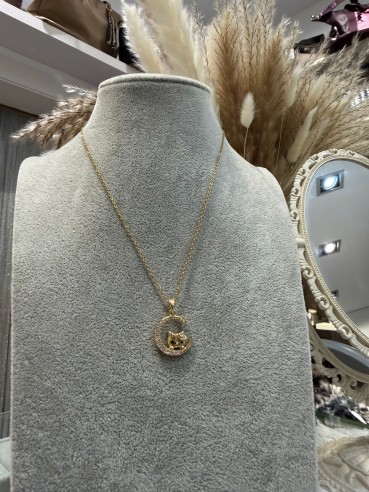 Colgante de acero Hello Kitty dorado